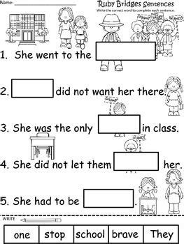 For kindergarten classes, you may want. A+ Ruby Bridges Sentences: Fill In The Blank | Black ...