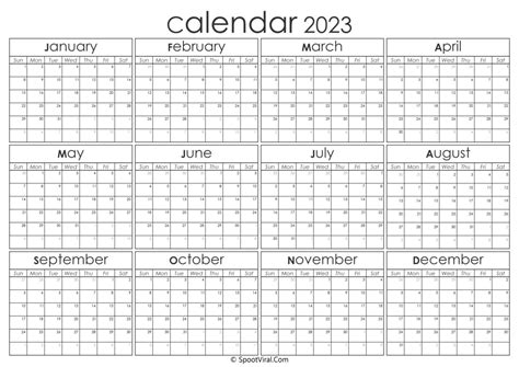 2023 Yearly Calendar Latest Calendar Printable Templates