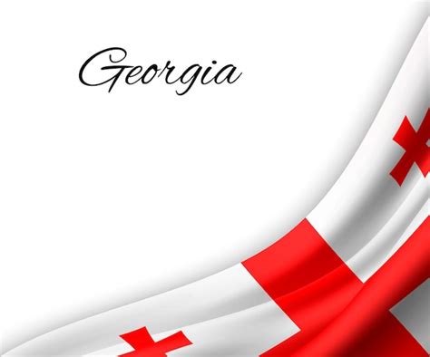 Ondeando La Bandera De Georgia Sobre Fondo Blanco Vector Premium