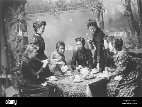 Group Of Women At Tea Party Circa 1900 Stock Photo Alamy