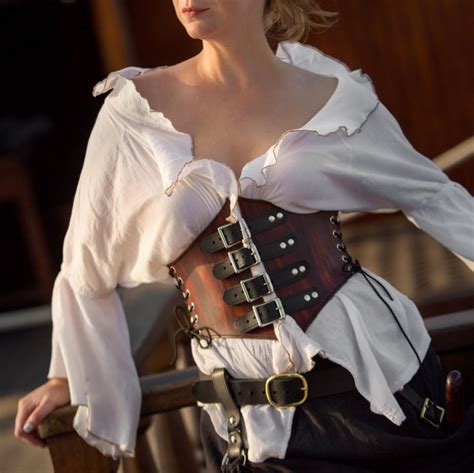 Romantic Leather Waist Cincher Pirate Corset Fashion Pirate Corset Pirate Outfit