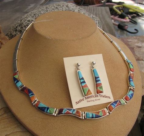 Calvin Begay Authentic Multi Color Turquoise Sterling Inlay Necklace