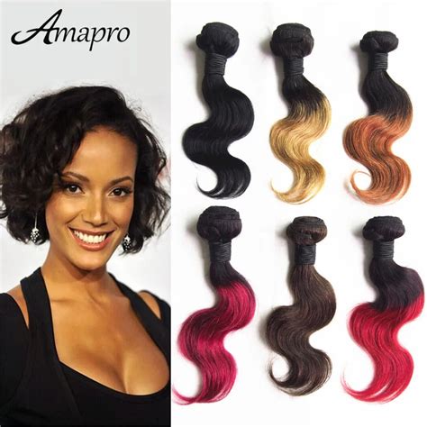 Amapro Hair Products 1pc Free Shipping Ombre Brazilian Hair Weave Short