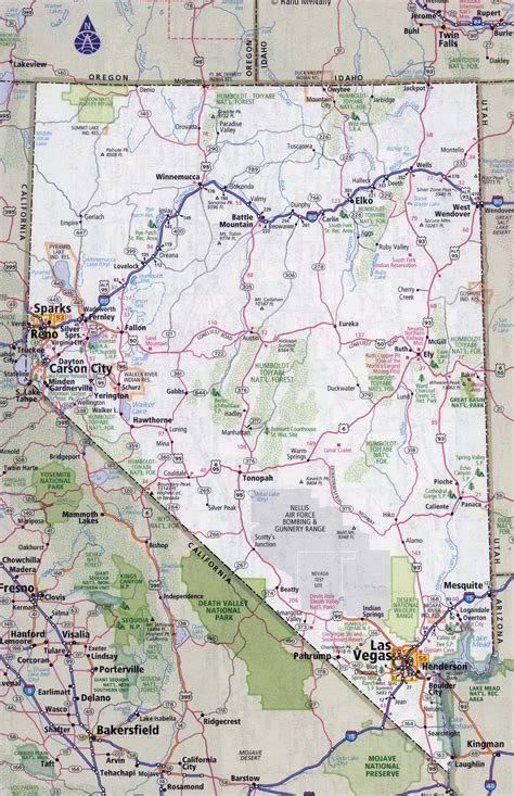 Large Detailed Roads And Highways Map Of Nevada State With All Cities