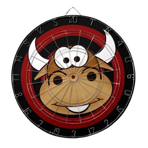 Funny Bulls Eye Red Target Dartboard With Darts Logo Design Art