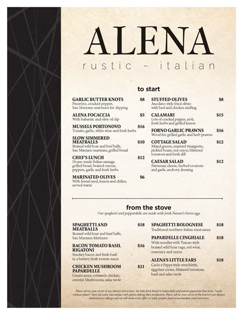 Alena Rustic Italian Rustic Italian And Wood Fired Pizza