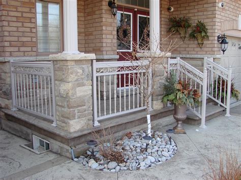 Aluminum hand rails are great railing pricing and with aluminum alx railing styles for your choice of these are great railing products bronze ball caps level handrail deckorators aluminum stairs hand read : Aluminum Porch Railings in Toronto and GTA