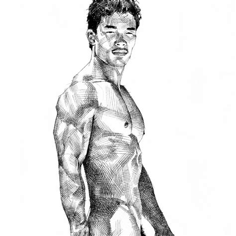 Aquarius Poster Asian Male Nude Gay Art Male Art Homoerotica Muscular Man Naked Erotic