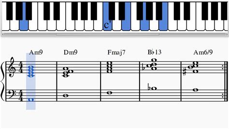 Jazz Piano Amazing Chord Progression Am9 Dm9 Fmaj7 Bb13