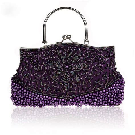 Purple Beaded And Sequined Clutch Bag Evening Bags Evening Bags