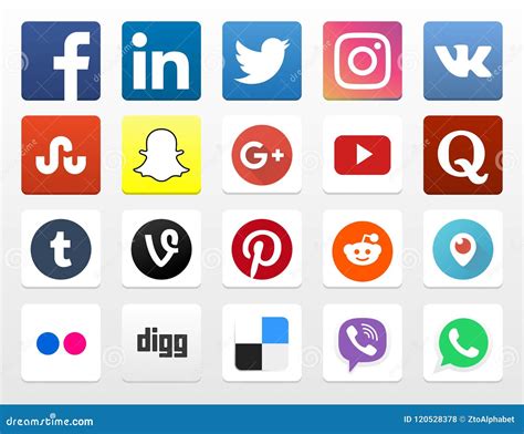 20 Popular Social Networking App Icons Editorial Stock Photo