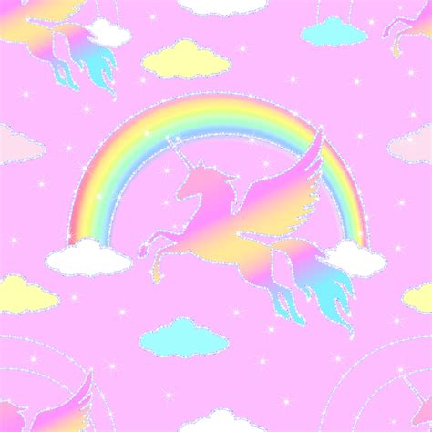 Flying Unicorns Silhouettes Seamless Pattern Pink And Blue Pegasus Silhouettes On A Pink