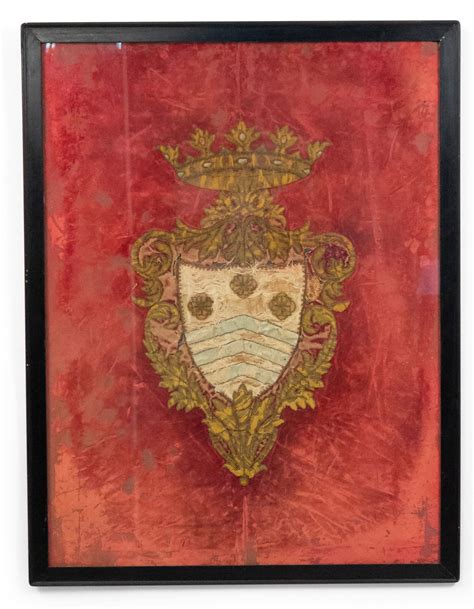 English Silk And Gold Embroidered Coat Of Arms