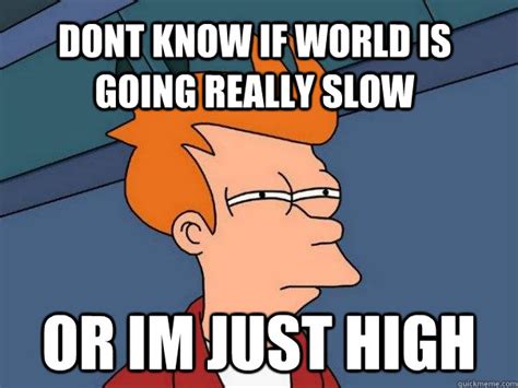 Dont Know If World Is Going Really Slow Or Im Just High Futurama Fry