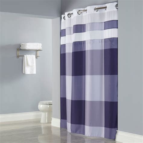 Hookless Hbh49dwn68sl77 Purple Print Devan Shower Curtain With Chrome