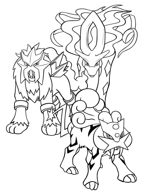 Entei Raikou Suicune Coloring Page Pokemon Coloring Page Page For