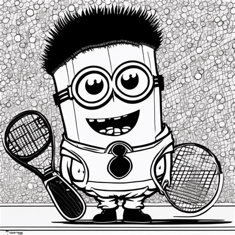 Free Minion Playing Tennis Coloring Page 2023