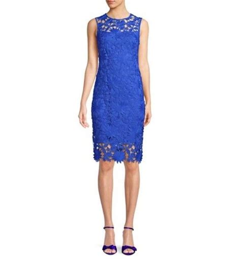 Calvin Klein Nwt Elegant Royal Blue Flower Pattern Lace Sheath Dress Size 8 L K Ebay