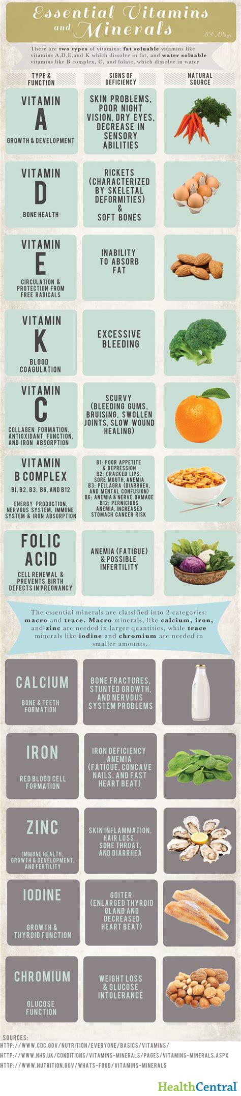 Essential Vitamins And Minerals Map Infographic