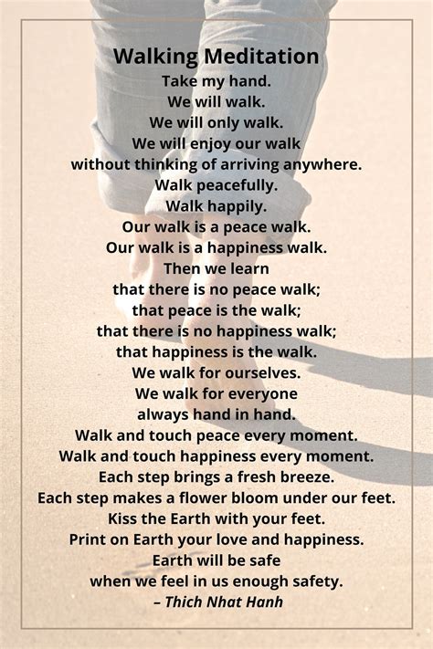 Walking Meditation Poem Thich Nhat Hanh Printable Wall Etsy