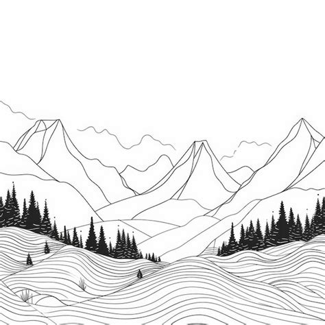 Premium Ai Image Continuous Line Drawing Of Minimalistic Mountain