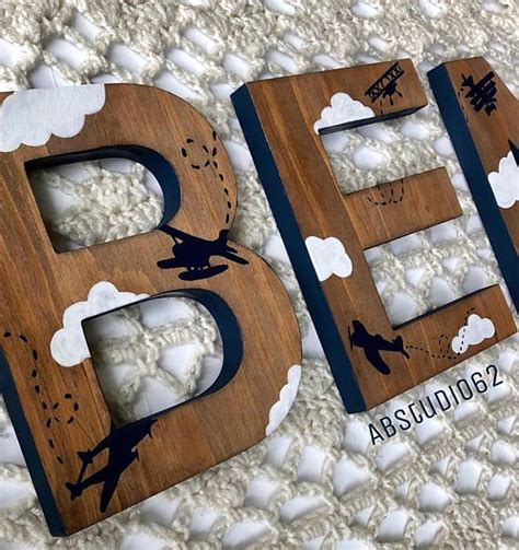 Airplane Nursery Decor Wooden Letters For Nursery Vintage Airplane