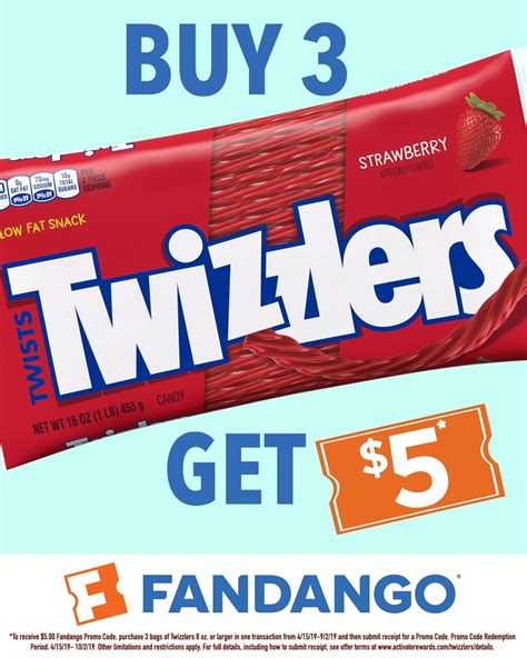 Twizzlers And Fandango To Receive 500 Fandango Promo Code Purchase 3 Bags Of Twizzlers 8 Oz
