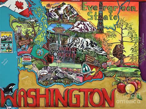 Washington State Map Painting By Patti Schermerhorn Fine Art America