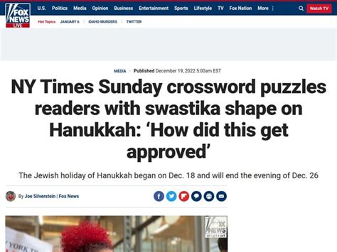 ny times sunday crossword puzzles readers with swastika shape on hanukah r offbeat