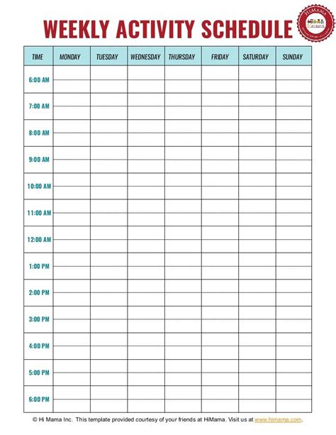 Printable Daycare Schedule Template Printable World Holiday