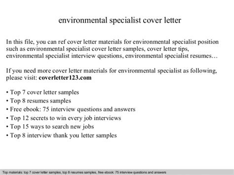 Sample cover letter knowledge management specialist. Environmental Health Specialist Cover Letter Samples ...