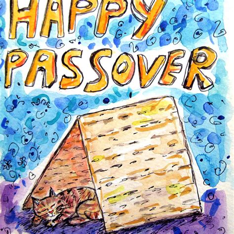Funny Passover Card Hand Painted Original Watercolor Painting Jewish