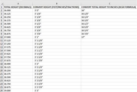 Converter Ms Excel Convert Height Decimal Feet And Inches To Inches