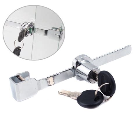 Sliding Glass Door Ratchet Lock With 2 Keys For Cabinet Showcase