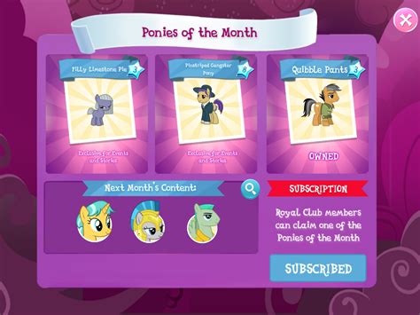 Royal Club Subscriptions The My Little Pony Gameloft Wiki Fandom
