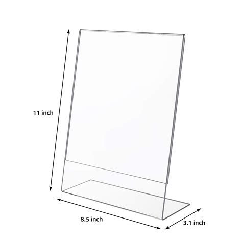 buy acrylic sign holder 8 5 x 11 inches slant back clear table top plexi display plastic stand