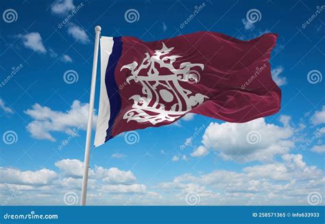 Flag Of Late 19th Century Sulu Asia At Cloudy Sky Background P Stock