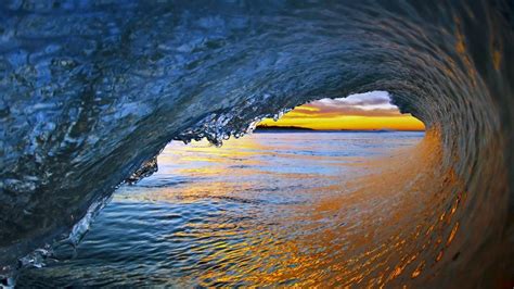 Sunset From The Barrel Of A Wave Via Bing Wallpaper Surfing Wallpaper