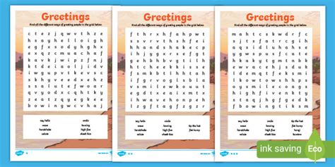 Greetings Differentiated Word Search