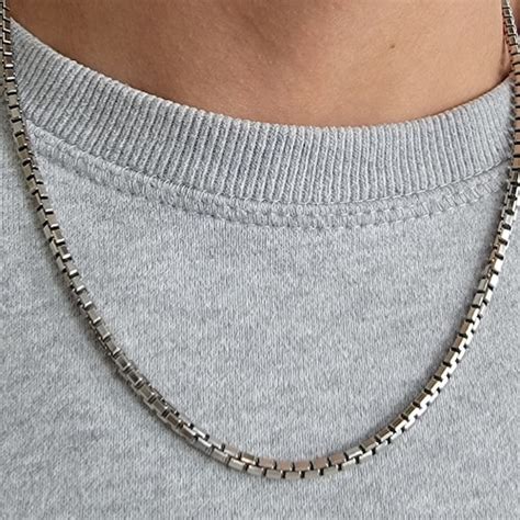 925 Sterling Silver Box Chain Made In Italy Necklace Box Etsy