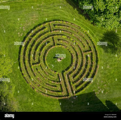 Aerial View Circular Labyrinth Am Steinfeld Monastery In Kall