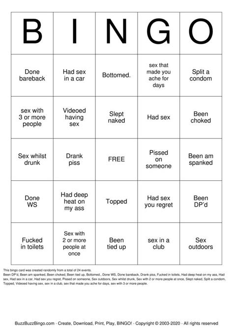Kink And Sex Bingo Cards To Download Print And Customize