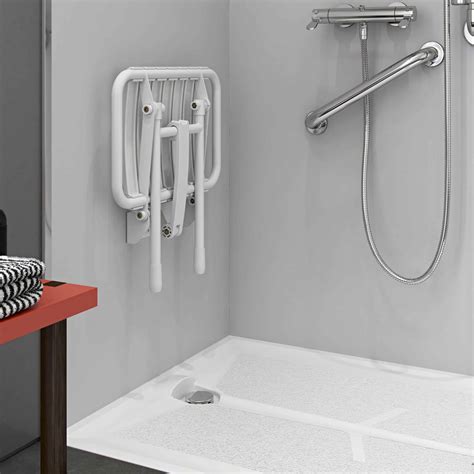 Bama White Slatted Shower Seat Fold Up Shower Seat Mobility White