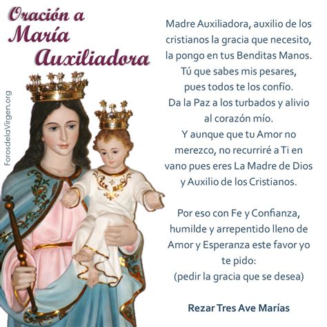 Foros Virgen María On Twitter OraciÓn A MarÍa Auxiliadora 🙏