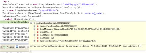 Java Lang Illegalargumentexception In Android With Dateformat Stack