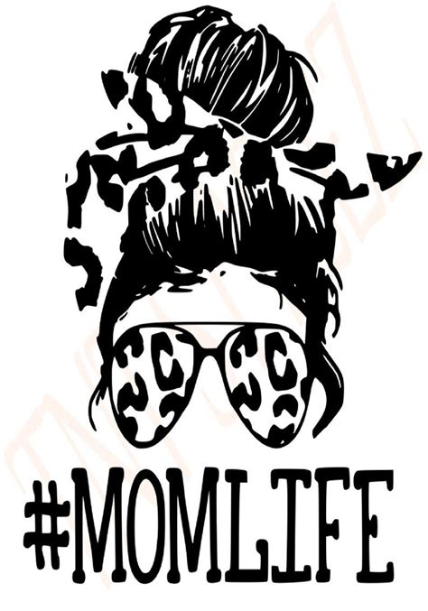 Mom Life Messy Bun Leopard Print Svg Etsy Mom Life Bad Moms Club