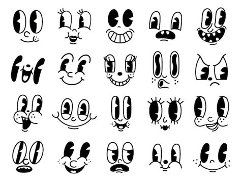 Premium Vector Retro 30s Cartoon Mascot Characters Funny Faces 50s
