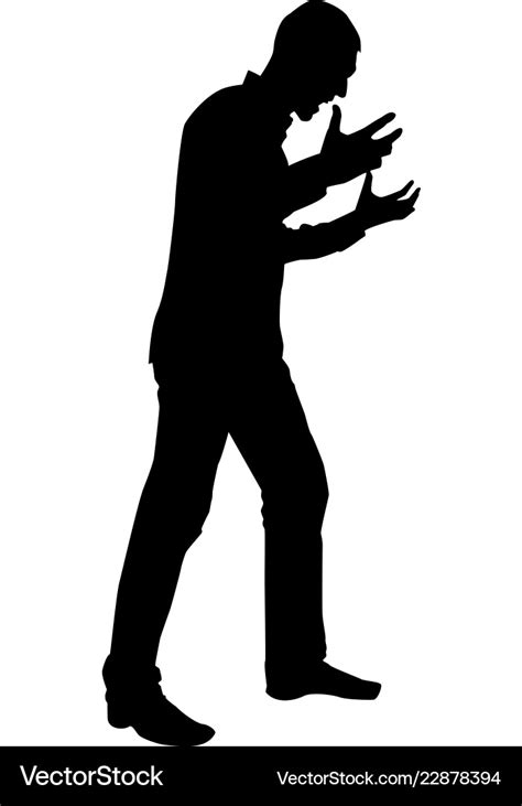 Man Screaming In Anger Silhouette Concept Vector Image