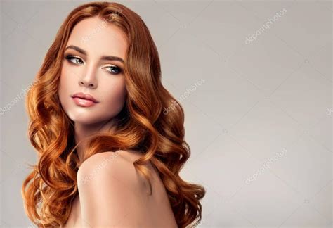 Model Girl With Long Red Curly Hair — Stock Photo © Edwardderule 167261850