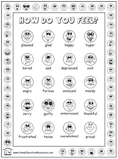 Adjectives For Feelings And Emotions Spanish Workshee